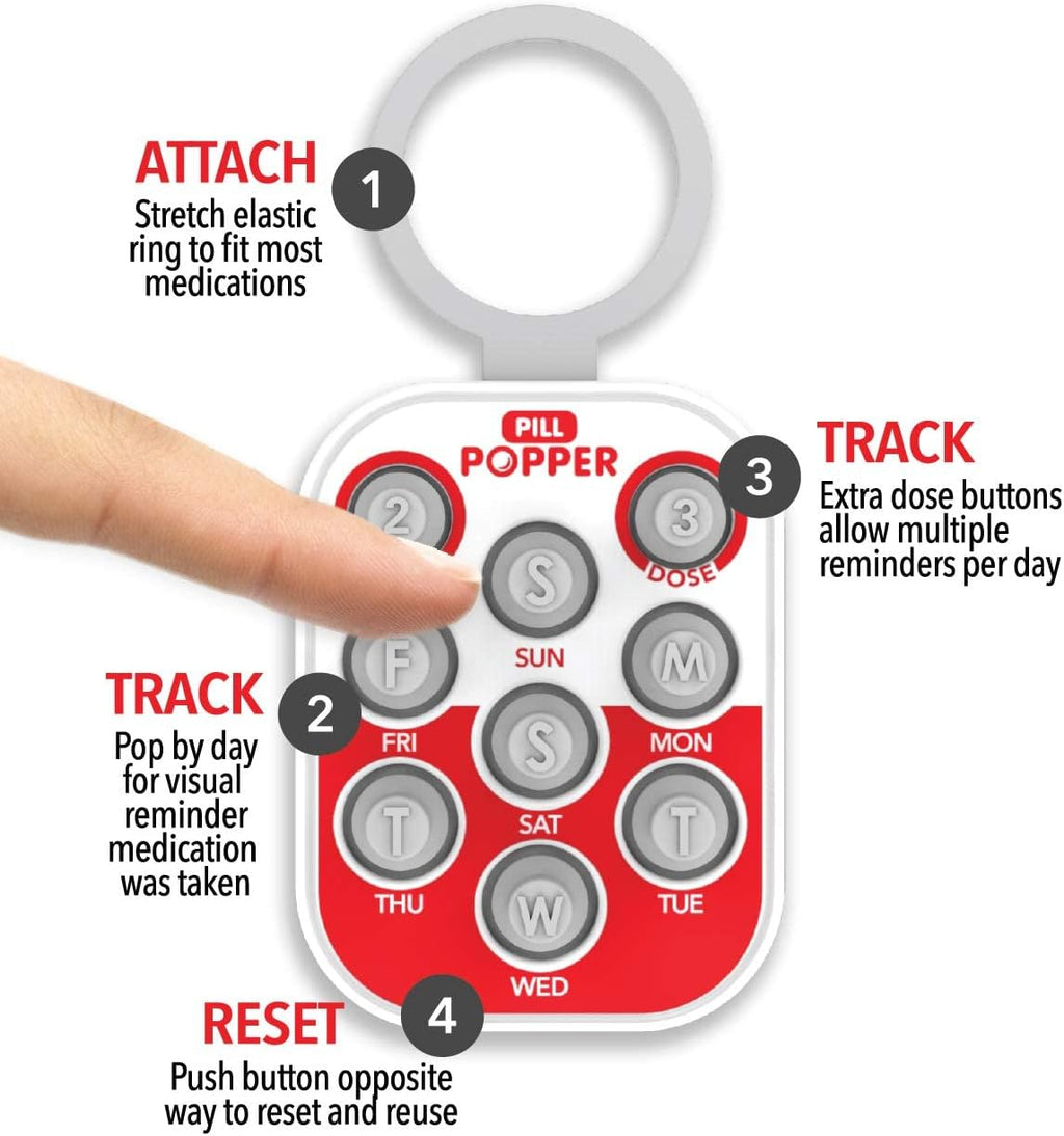 Pill Popper - Memory Aid Medication Dose Tracker (2 Pack)
