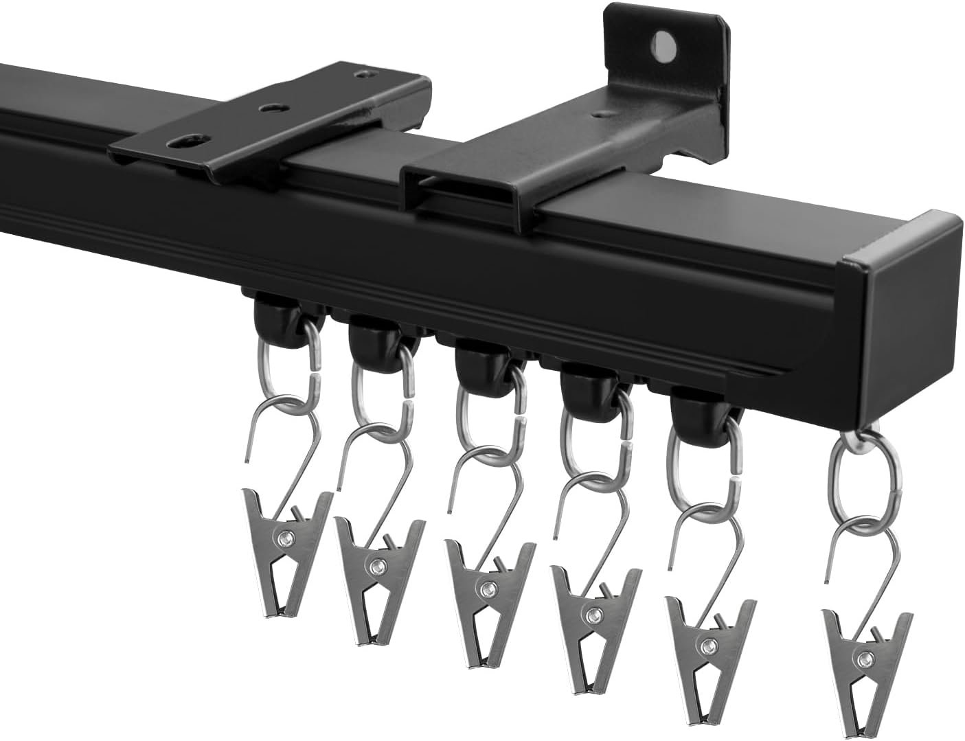 Curtain Track Ceiling Mount heavy duty sliding Curtains Tracks rails Rod System Room Divider with clips 12-15ft Black
