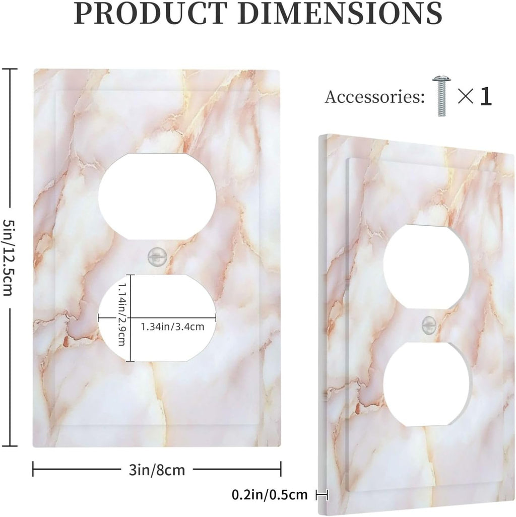 Outlet Covers Pink Jade Marble Granite 1 Gang Duplex Light Switch Cover Decorative Switch Plates Electrical Receptacle Faceplate Wall Plate For Bathroom Kitchen Decor