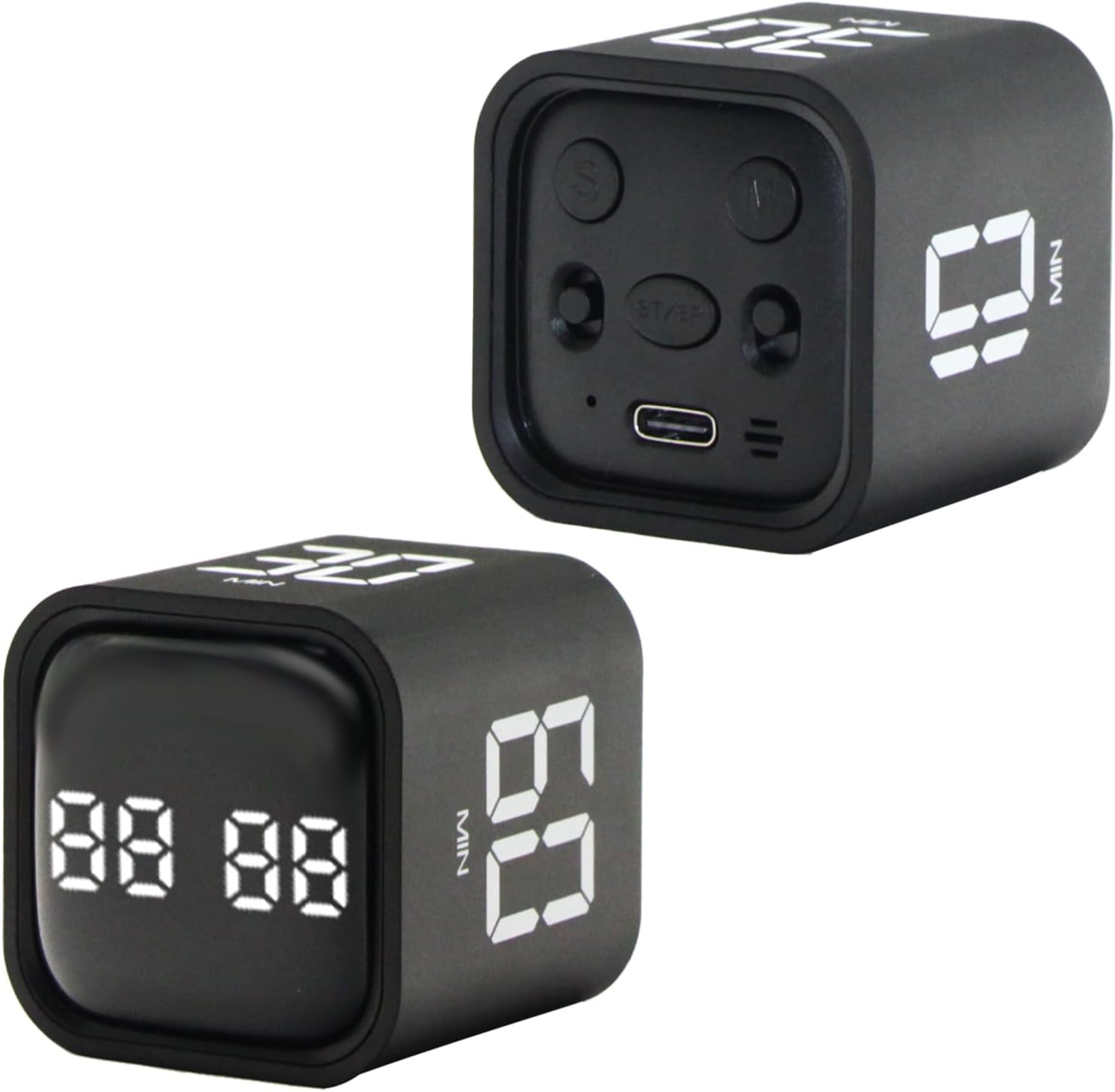 Productivity Timer Flip Gravity Sensor Cube Timer Countdown & Countup,Mute & Vibrate & Sound，5/10/30/60min & Custom Timing, Perfect for ADHD,Work,Learning,Kitchen Cooking (2 Black)