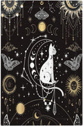 White Cat Tarot Moon Phases Moth Celestial Gothic Light Switch Cover Plate 1 Gang No Device Blank Electrical Wall Plates Faceplate Decorative Switch Plate Covers for Kids Room Bedroom Decor