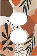 Outlet Covers Boho Botanical Orange Green Beige Minimalist 1 Gang Duplex Wall Plate Decorative Switch Plates Electrical Receptacle Faceplate Light Switch Cover for Bedroom living Room Decor