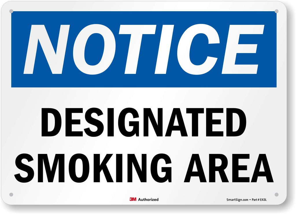SmartSign “Notice - Designated Smoking Area” Sign | 10" x 14" 3M Reflective Aluminum