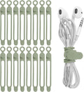 Nearockle 16Pcs Silicone Cable Straps Wire Organizer for Bundling Earphone, Phone Charger, Computer Cords, Reusable Cable Ties Cord Organizer in Home,Office,Kitchen,School(Green)