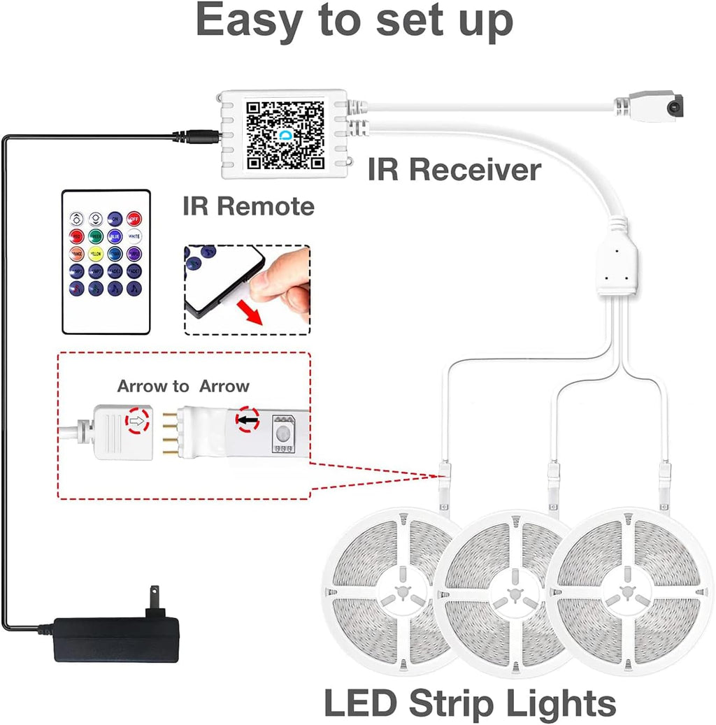 DAYBETTER Smart RGB Led Strip Lights, 300ft Led Lights for Bedroom with App Control, Multicolor Changing Led Light Strips Apply for Home Decor, Living Room, Kitchen, Home Party Decoration