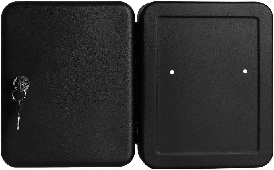 Jssmst Lock Keyboxes Wall Mount Security Key Storage Box, Locking Key Cabinet Wall Mount with 24 Key Hooks & Tags Key Labels, 9.84 x 7.87 x 2.95 inches, Black Matt