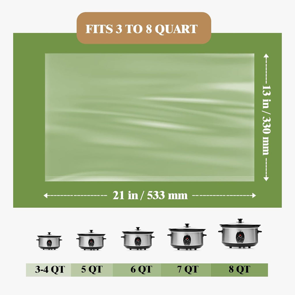 Slow Cooker Liners, 60 Cooking Bags, Large Disposable Pot Liner Plastic Bags for 3QT to 8QT Slow Cookers, 13 in. x 21 in.