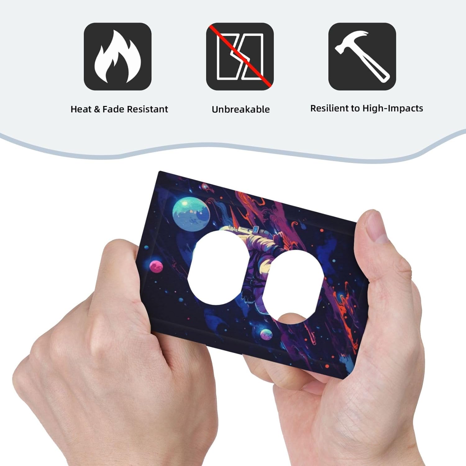 Decorative Outlet Covers Purple Space Astronaut Planet 1 Gang Duplex Light Switch Cover Plate Wall Plates for Electrical Outlets Electrical Switchplate Face Plate for Bedroom Home Decor