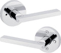 Kwikset Halifax Interior Privacy Door Handle with Lock, Round Lever for Bathroom and Bedroom, Polished Chrome Reversible Keyless Push Button Lock Door Lever, with Microban Protection