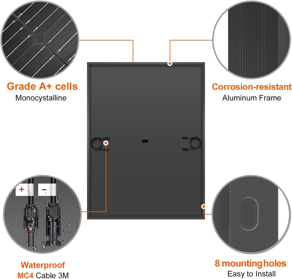 DOKIO 800W (2×400W) 31V Mono Solar Panels - Works for 12/24V Systems, 9.84ft Leads per Panel for Garden/Yard - Home/Backyard Shed or Cabin, Off-Grid Battery Charging