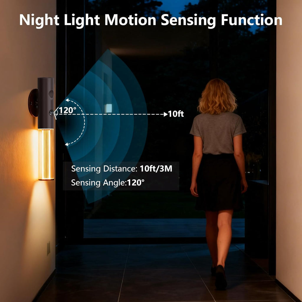 2Pack Motion Sensor LED Night Lights, Rechargeable Battery Operated Indoor Smart Motion Detector Nightlights with 3 Modes&3 Brightness, Auto Body Sensor Dimmable Wall Lamps for Closet Stairway Cabinet