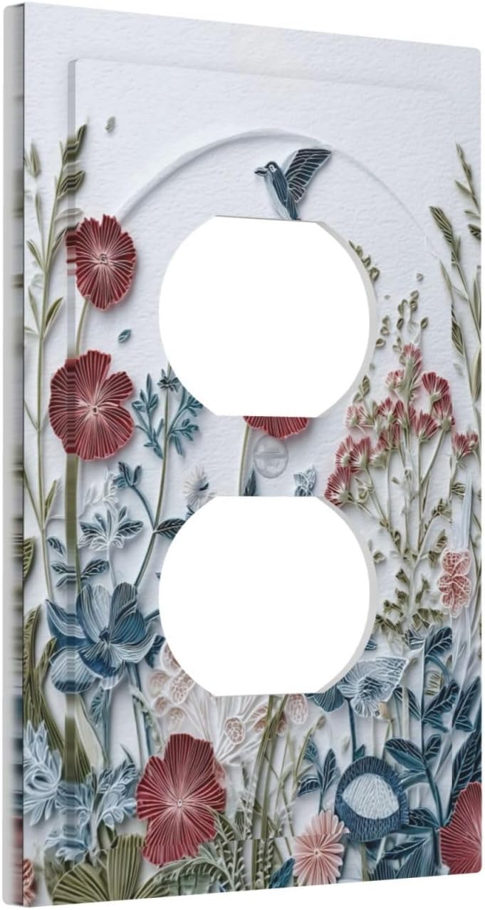 Wildflowers Flowers Floral Plants Duplex Outlet Wall Plate Cover Decorative Light Switch Covers Electrical Faceplate Switch Plates for Bathroom Kitchen Home
