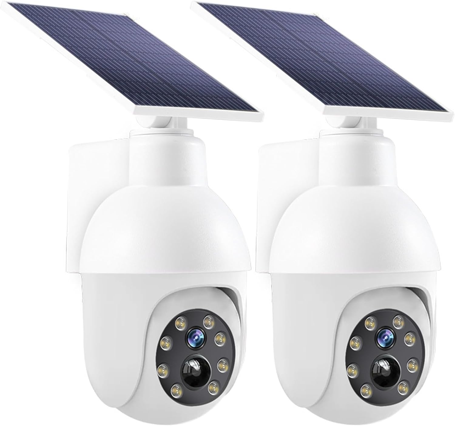 High brightness solar powered analog surveillance sensor light 2 Pack, flashing red light can simulate fake CCTV camera, enhance home security, suitable for porch backyard and parking lot lighting