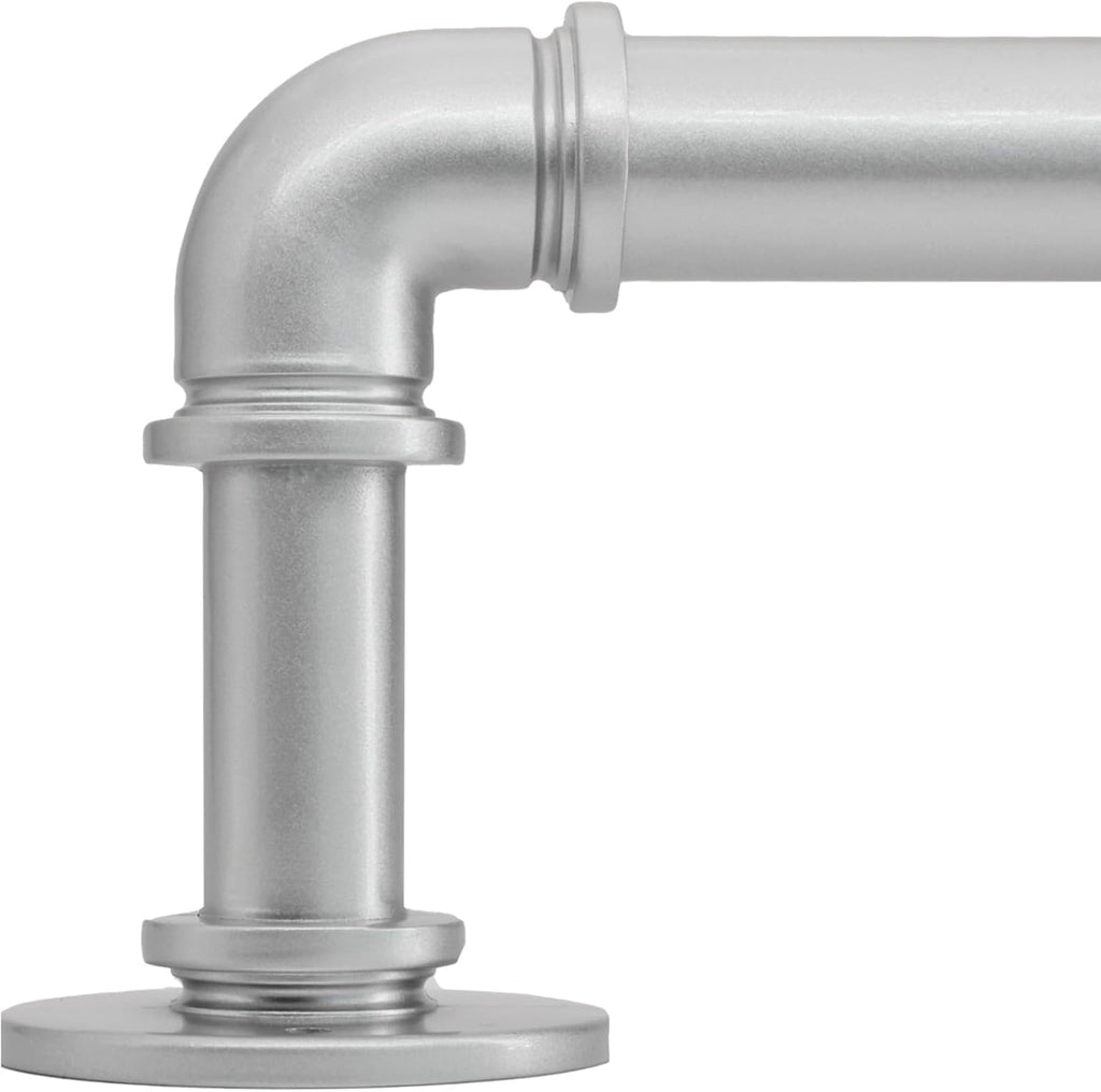 Silver Curtain Rods 18 to 45 in,Wraparound Curtain Rods,Adjustable Length,1 in Diameter Pipe,Wall or Ceiling Mounted,for Bedroom and Living Room (Silver 18” to 45”)