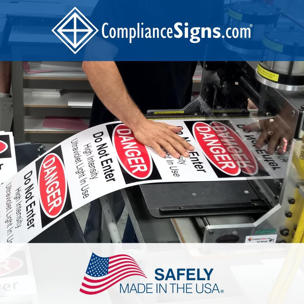 ComplianceSigns.com DANGER Pinch Point Watch Your Hands ANSI Bilingual Safety Label Decal, 5x3.5 inch 4-Pack Vinyl for Machinery, American Made Safety Signs for the Workplace