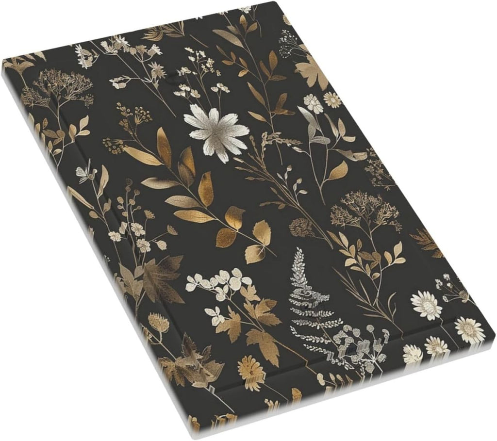Light Switch Cover Plate Black Gold Floral Dark Leaves Vintage Flowers 1 Gang No Device Blank Electrical Wall Plates Faceplate Decorative Switch Plate for Bed Room Home Decor