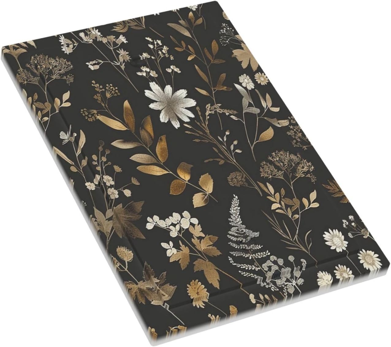 Light Switch Cover Plate Black Gold Floral Dark Leaves Vintage Flowers 1 Gang No Device Blank Electrical Wall Plates Faceplate Decorative Switch Plate for Bed Room Home Decor