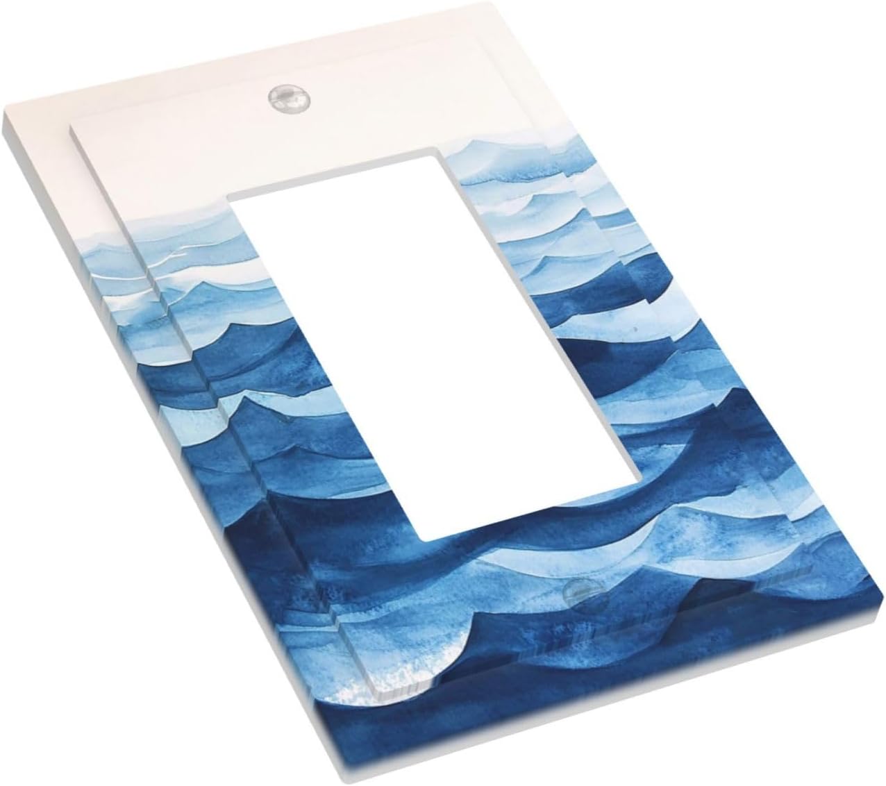 Decorative Outlet Covers Blue Watercolor Textured Abstract Ocean Wave 1 Gang Single Rocker Light Switch Cover Plate GFCI Wall Plates Electrical Switch Plate Cover for Bedroom living Room Decor