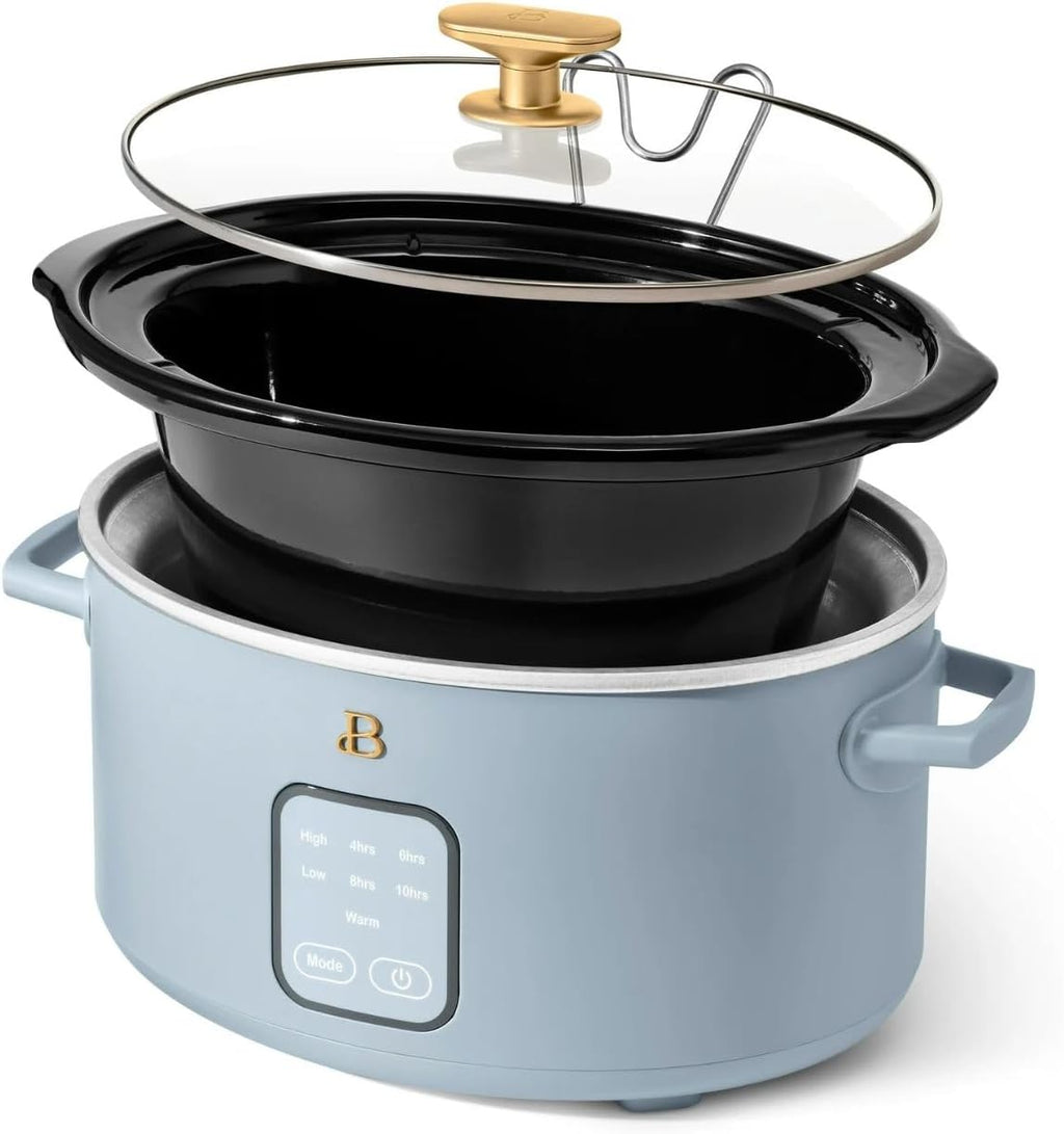 Beautiful 4-Qt Digital Slow Cooker with Smart Touch Screen, Removable Pot, Timer Presets, Ideal for Small Families