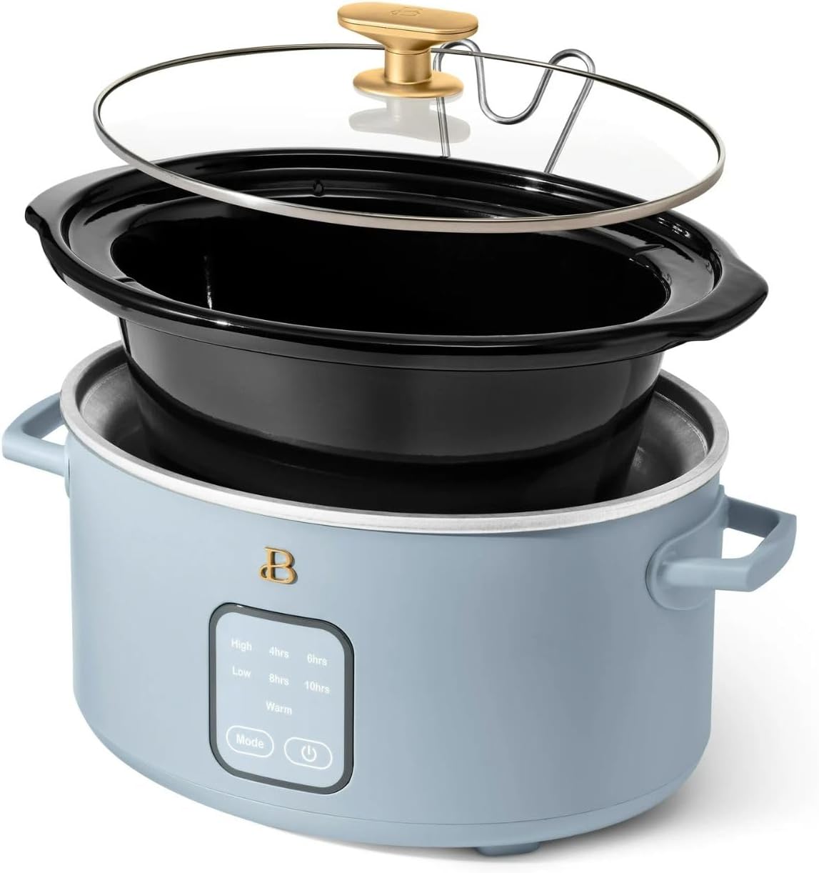 Beautiful 4-Qt Digital Slow Cooker with Smart Touch Screen, Removable Pot, Timer Presets, Ideal for Small Families