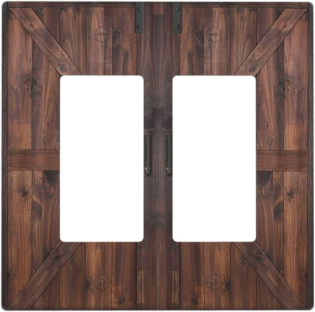 Decorative Outlet Covers Vintage Brown Farmhouse Barn Door 2 Gang Light Switch Cover Plate Double Rocker Wall Plates for Electrical Outlets Switch Plate Covers for Bedroom Home Decor