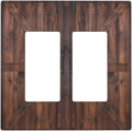 Decorative Outlet Covers Vintage Brown Farmhouse Barn Door 2 Gang Light Switch Cover Plate Double Rocker Wall Plates for Electrical Outlets Switch Plate Covers for Bedroom Home Decor
