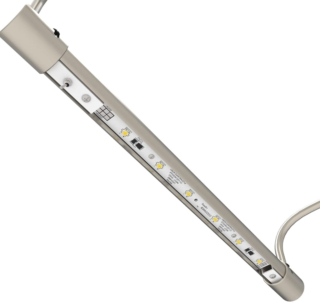 Cocoweb 12 Inch Tru-Slim Satin Nickel Picture Light - LED, 2700K, Adjustable Arm, Plug-in, Toggle Switch, Sleek and Compact Design