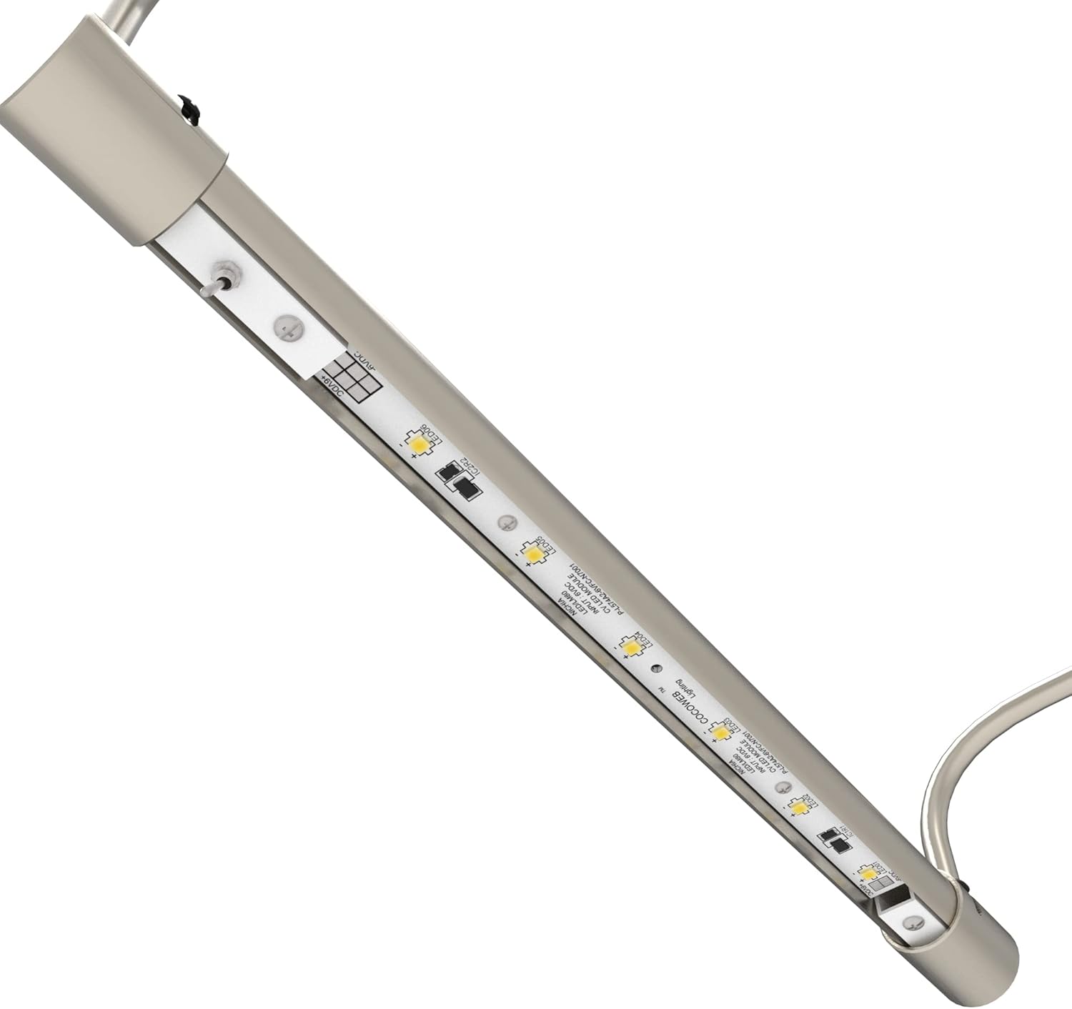 Cocoweb 12 Inch Tru-Slim Satin Nickel Picture Light - LED, 2700K, Adjustable Arm, Plug-in, Toggle Switch, Sleek and Compact Design