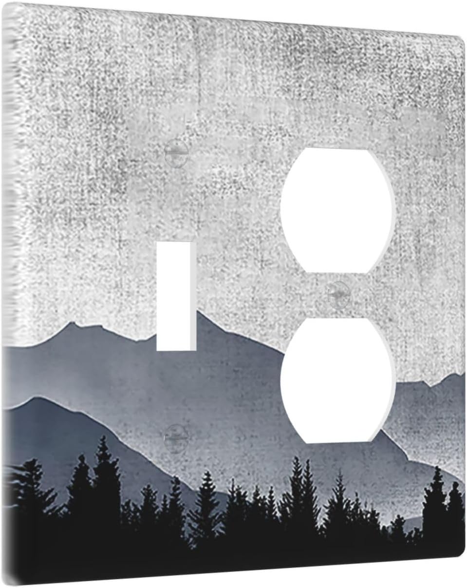 Wallplates Natural Landscape Mountains Pine Trees 1 Toggle 1 Duplex Switch Plate Electrical GFCI Faceplate Decorative Light Switch Covers for Bedroom living Room Decor