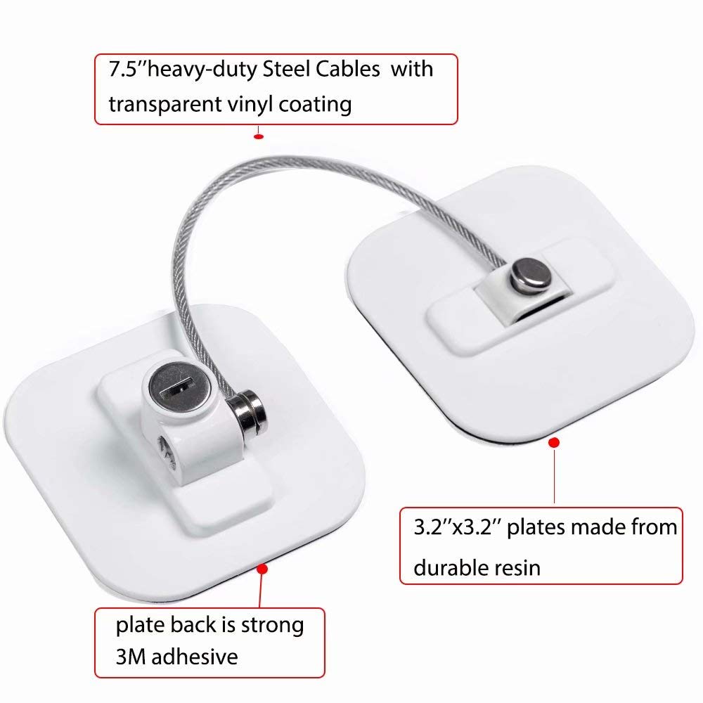 Locks for Refrigerator,2 Pack Fridge Lock with Keys,Lock for a Fridge,White Refrigerator Lock
