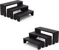Display Wood Risers Wooden Stand 3 Tier Black Wood Racks Decorative Rectangular, 2 Set 6 Piece Cupcake Stands Cologne Perfume Organizer Dessert Showcase(Black)
