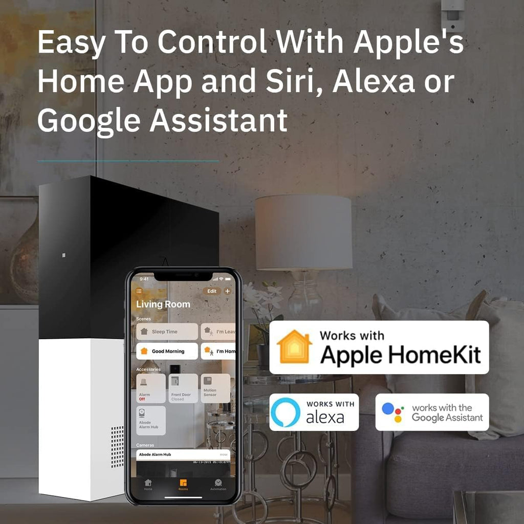 Abode 8 Piece Wireless Smart Security System - Works with Apple HomeKit, Z-Wave and Zigbee Devices - Expandable to Protect Your Whole Home - Easy DIY Installation - Optional Professional Monitoring