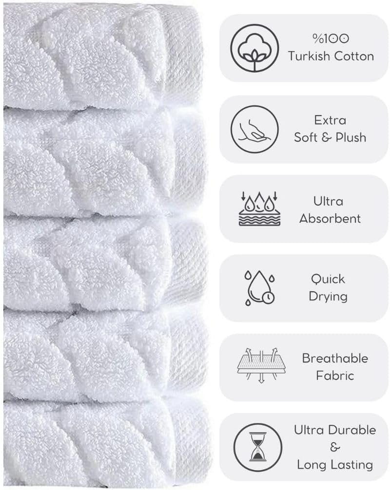 BAGNO MILANO Turkish Bath Towels, Soft Plush Jacquard Luxury Bath Towels, Quick Dry Towel Set (Royal Green, 4 Pcs Hand Towel Set)