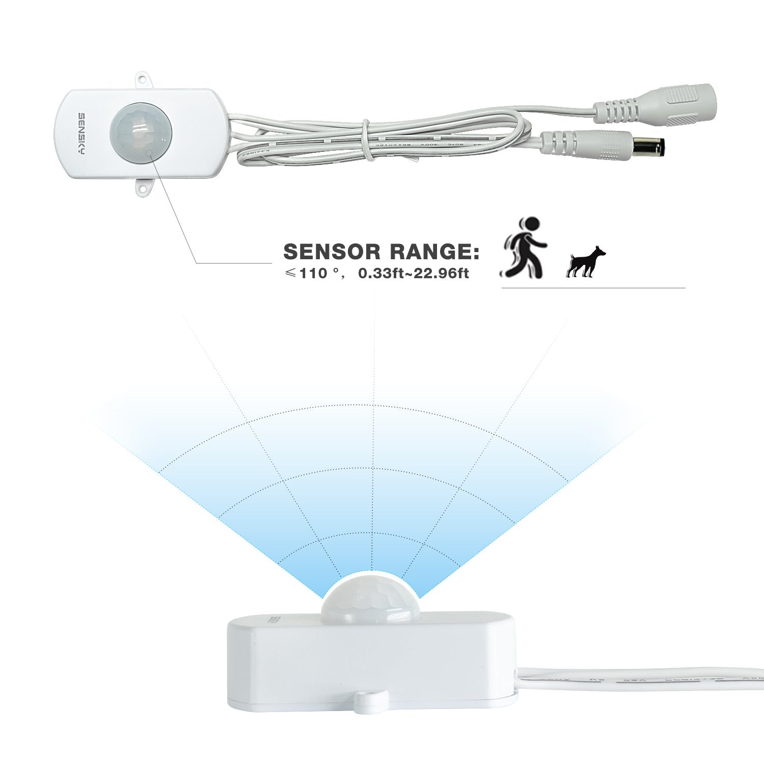Sensky BS010W DC 12v to 30v PIR Motion Activated Sensor Switch DIY LED Lighting (Delay Time, Sensor Distance Adjustable)