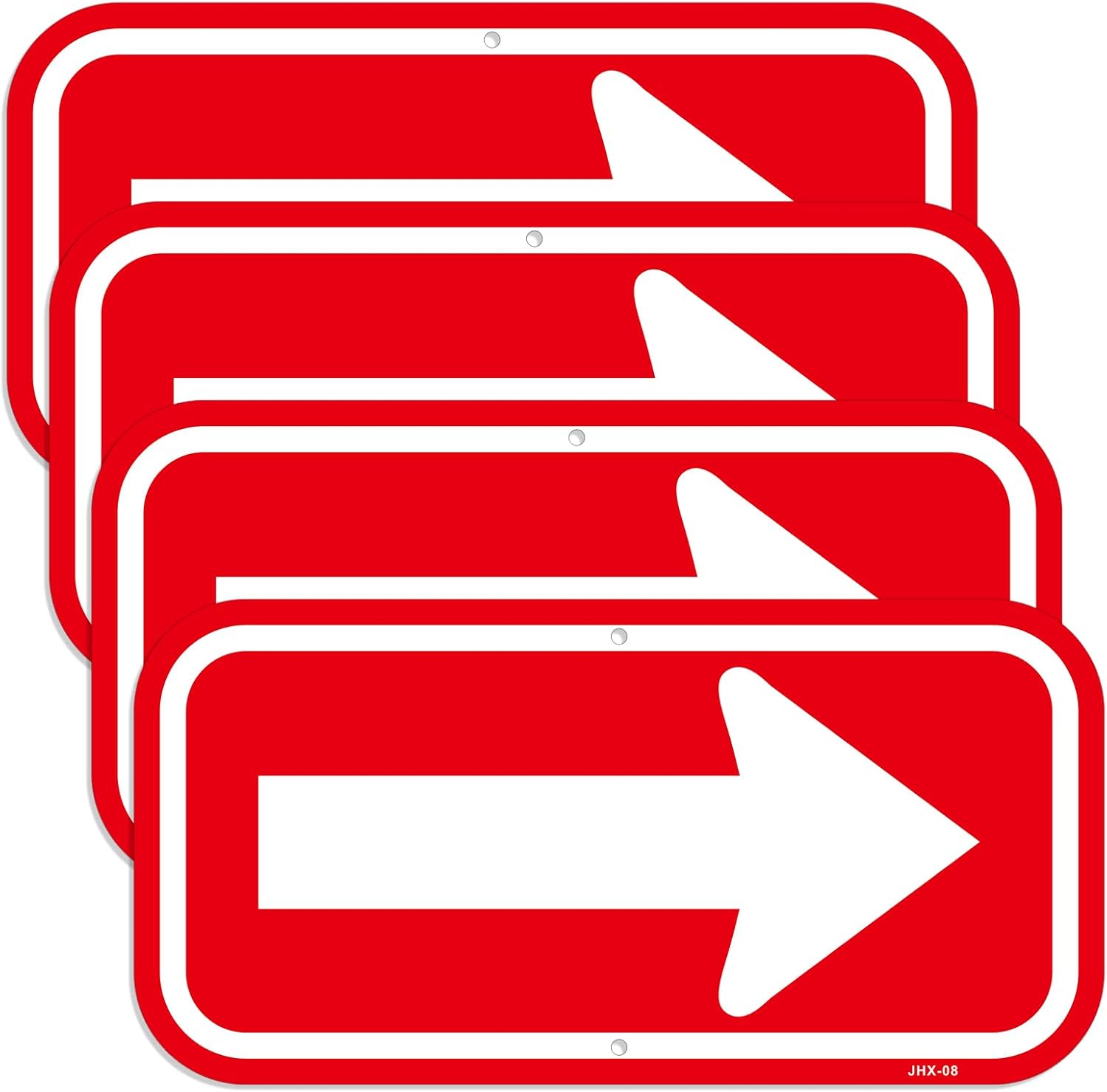 Directional Arrow Sign 4-Pack (12×6 Inches) - Red & White Right Arrow Traffic Sign, Indoor/Outdoor Wayfinding for Parking Lots, Garages, Businesses