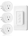Mini Remote Control Outlet, WILAWELS Wireless Light Switch with Magnetic Base, On Off Remote Outlet Switch for Lights, Lamps, 100ft RF Range, 10A/1250W, Expandable, 1 Remote for 3 Plugs W14RC1306