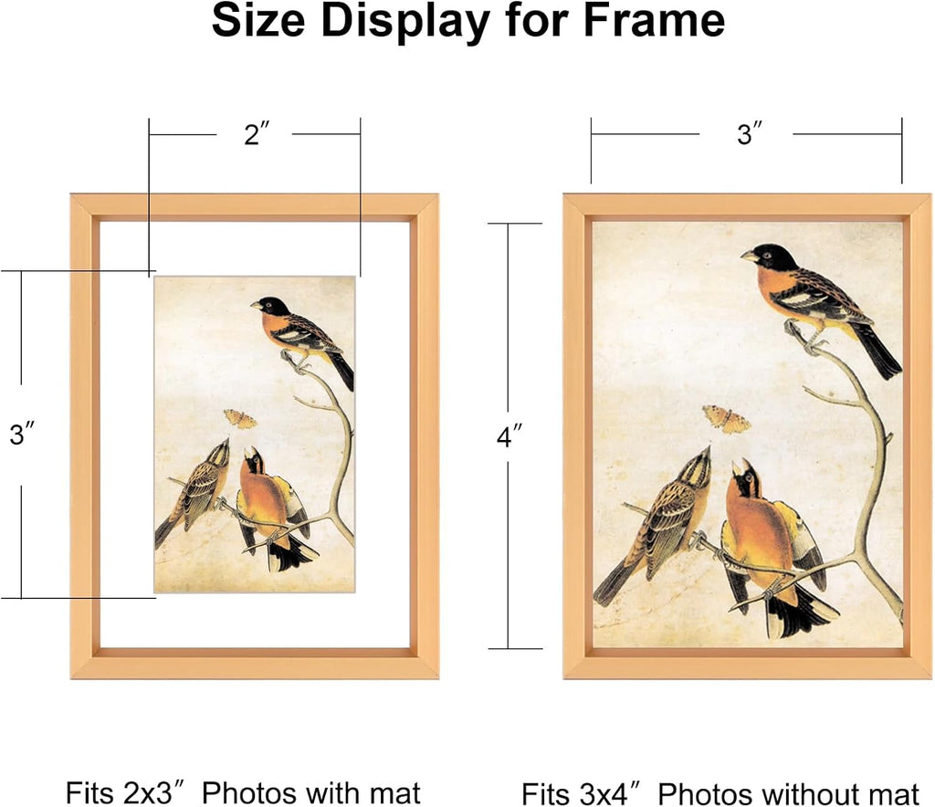 3x4 Picture Frame Set of 3, Gold Aluminum Metal Photo Frames with HD Glass, Fits 2x3 with Mat or 3 x 4 without Mat, Display for Wall and Table