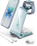 Intoval 3 in 1 Wireless Charging Station for iPhone 17 16 15 14 13 12 11 Pro Max X XS XR, Aluminum Unibody Wireless Charger for Apple Watch 11 10 9 8 7 Ultra SE 3 2, for AirPods 4 Pro 2 3 (Blue)