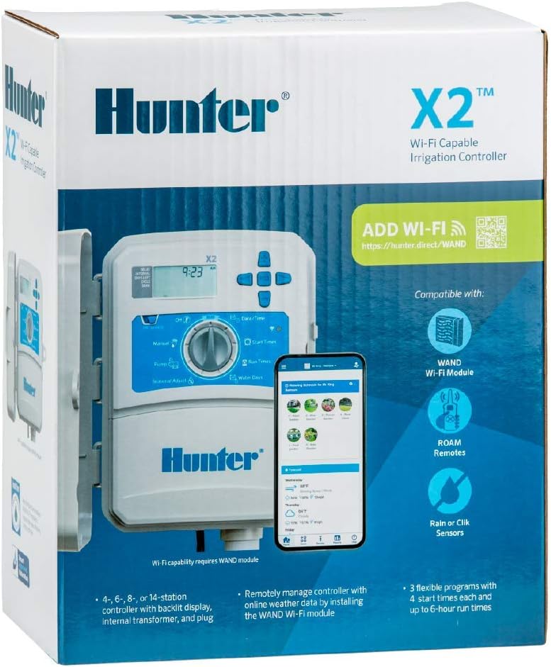 Hunter Industries Hydrawise X2 6-Station Outdoor Irrigation Controller, white