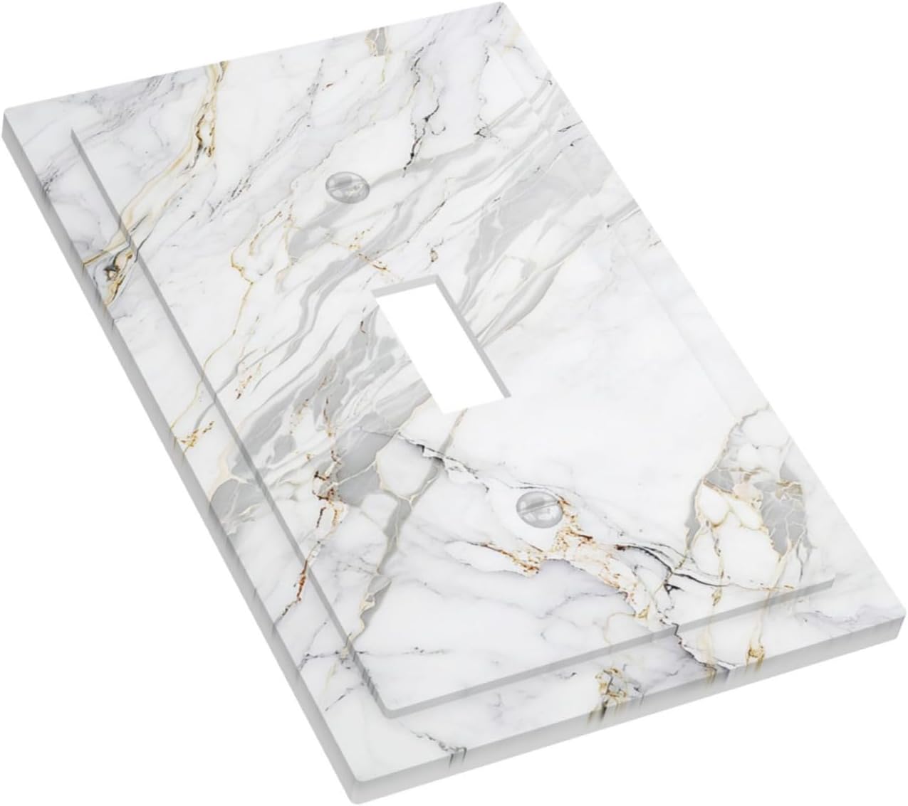 Decorative Light Switch Cover Plate Gray Gold Marble Abstract Modern Luxury 1 Gang Single Toggle Wall Plate Electrical Outlet Covers Decorate Switch Plate Cover for Bedroom Home Decor