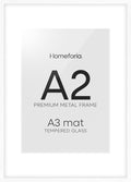 Homeforia A2 White Wood Frame, High End Oak 16.5 x 23.4 White Wooden Poster Frames Matted to 11.7 by 16.5 in Photo, A2 Size Wood Picture Frame with Mat A3 for Print, Tempered Glass, Wall Kit, Set of 1