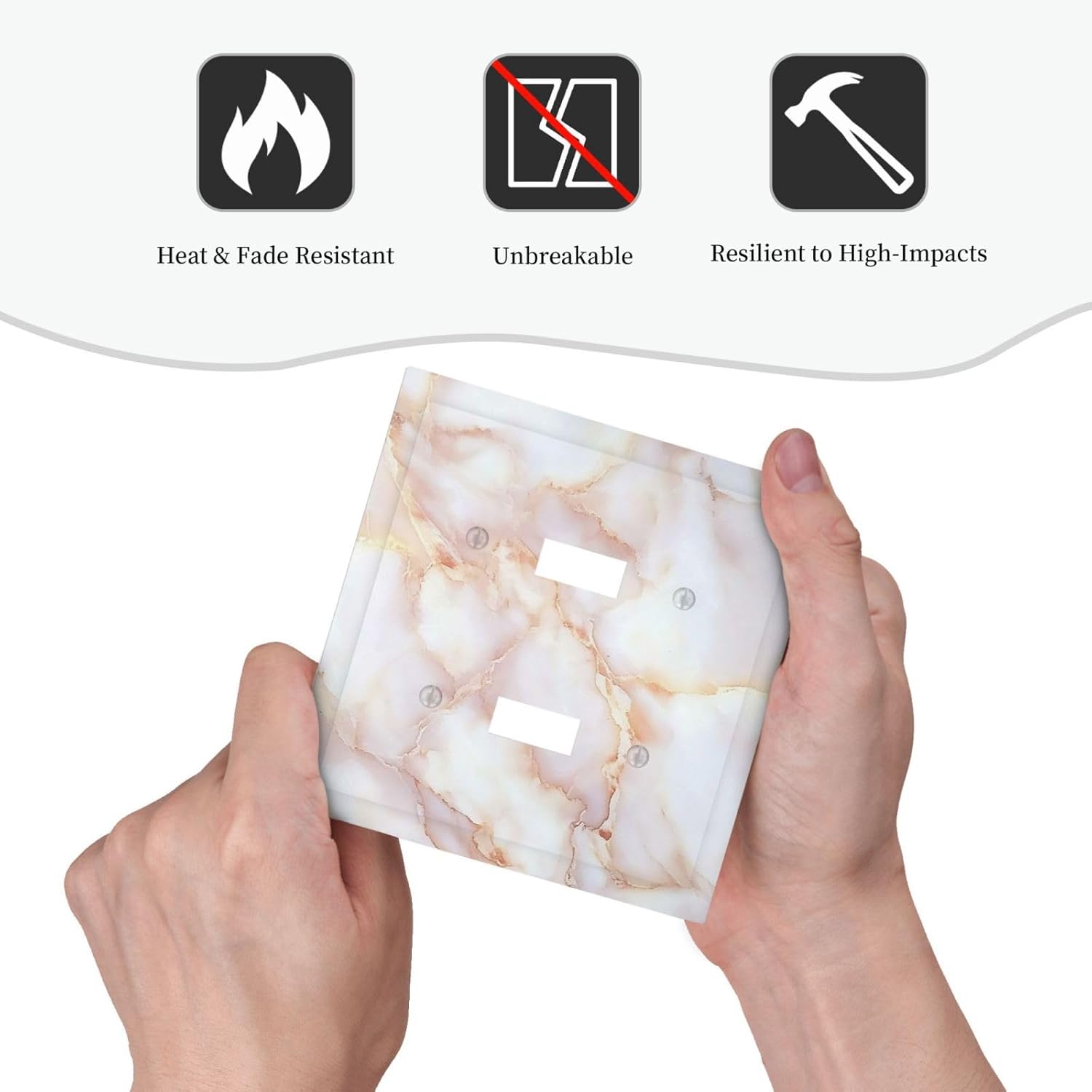 Decorative Switch Plates Pink Jade Marble Granite 2 Gang Double Toggle Outlet Light Switch Cover Wall Plate Electrical Faceplate For Bathroom Kitchen Decor
