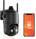 Dzees 360° PTZ WiFi Security Cameras Wireless Outdoor, 2K Battery Powered Home Security Camera Indoor, Spotlight & Siren, Color Night Vision, 2-Way Talk, AI Motion Detection, IP66, Cloud Stroage