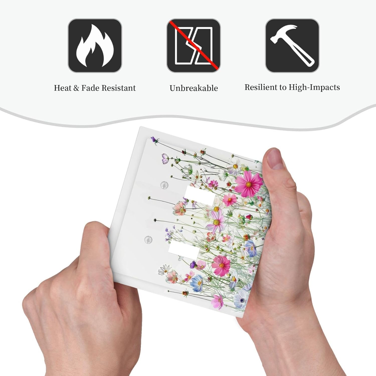 Decorative Switch Plates Boho Colorful Flowering Plant Wild Flower 2 Gang Double Toggle Outlet Light Switch Cover Wall Plate Electrical Faceplate For Bed Room Living Room Decor