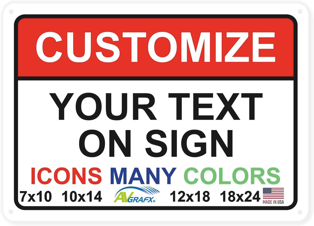 Custom Signs Outdoor Metal for Home Office Business, Personalized, Door, Porch, Delivery, Man Cave, Shop, Garage, Street. For Outside or Inside Use. Our Metal Signs Are UV Printed Solid Aluminum 14x10 inches, Header Box