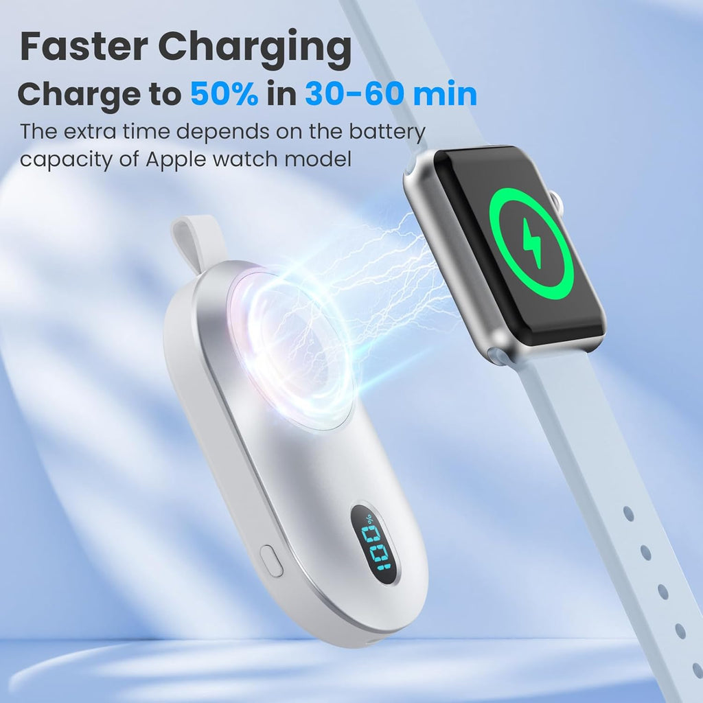 [2-Pack]Portable Charger for Apple Watch Series,Compact Wireless Magnetic iWatch Charger,2800mAh Fast Charging Power Bank for Apple Watch Series 10/9/8/7/6/SE/5/4/ 3/2/1/Nike/Ultra/Ultra 2-Black+White