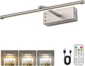 JOOSENLUX Battery Operated Picture Light 3CCT Dimmable Wireless Art Light for Paintings with Adjustable Swing Arm, 16-inch Brushed Nickel Gallery Light for Picture Display
