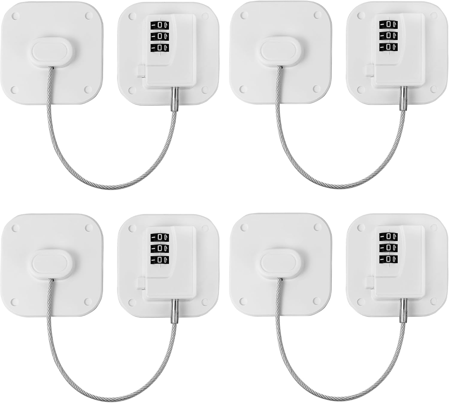 Refrigerator Lock - Heavy Duty Fridge & Freezer Safety Latch for Babies & Toddlers, Easy Install Kitchen Cabinet Lock (White, 4)