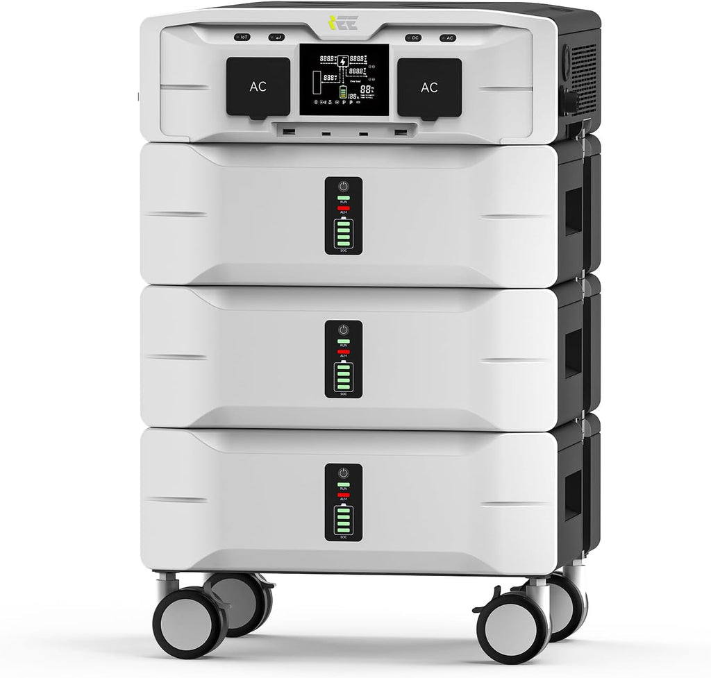 IEE 7680Wh Power Station: SP5000 with Extra Battery, 120/240V 5000W AC Output, Lifepo4 Home Battery Backup Expandable to 10kWh, Solar Generator for Home Use, Emergency, Camping, RV