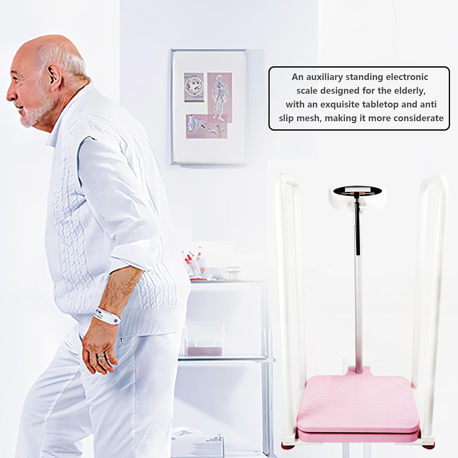 Assist The Elderly in Measuring Weight gain While Standing, with an Electronic Scale with armrests, Suitable for use in clinics, Hospitals, Schools, Nursing Homes (Tender Sprout Green)